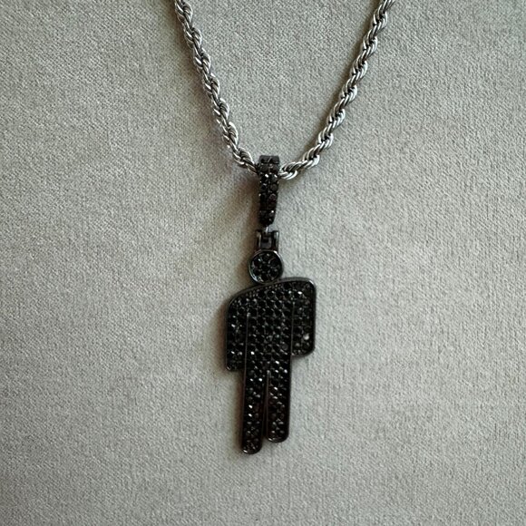 Blohsh Necklace (Black) with Silver Rope Necklace - Concert Necklace - Y2K - Picture 1 of 1